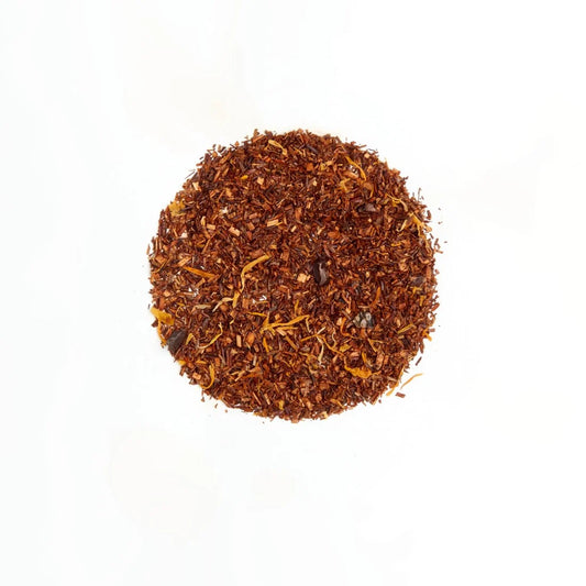 Cacao Rooibos Herbal Tea on a white background
