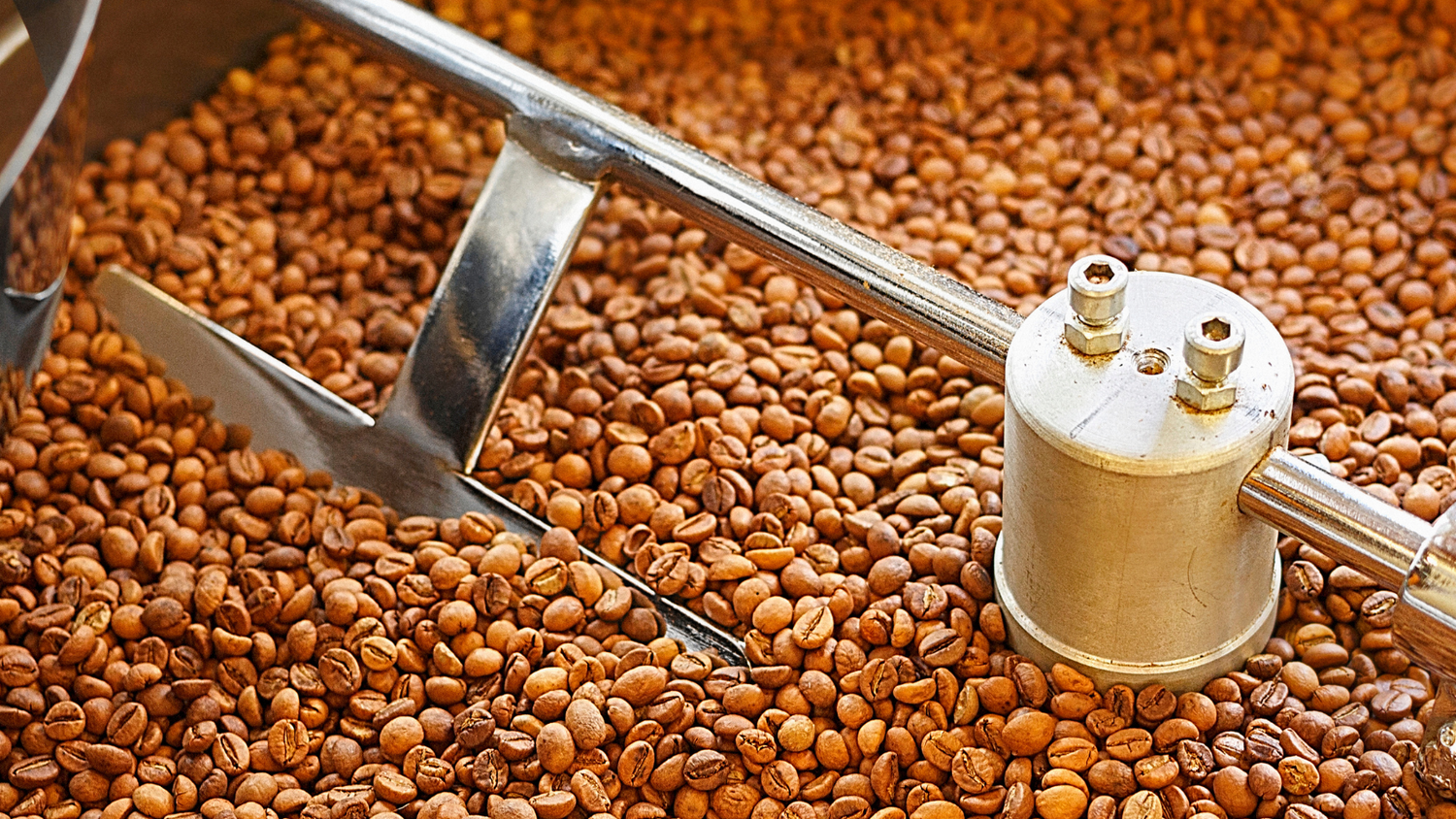 Coffee beans in a roaster