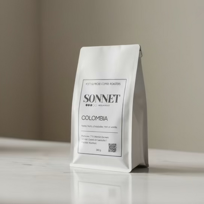 Sonnet coffee bag on a gray background